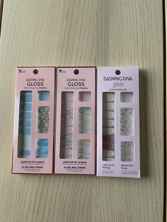 Dashing Diva Other - Dashing Diva Gloss Gel Nail Strips - Pastel Blue & Pink Sets 3 packs NWT